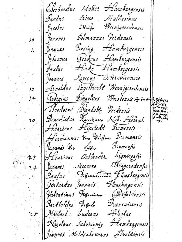 Matrikel der Academia Julia Helmstett. (Universität Helmstedt) 1598